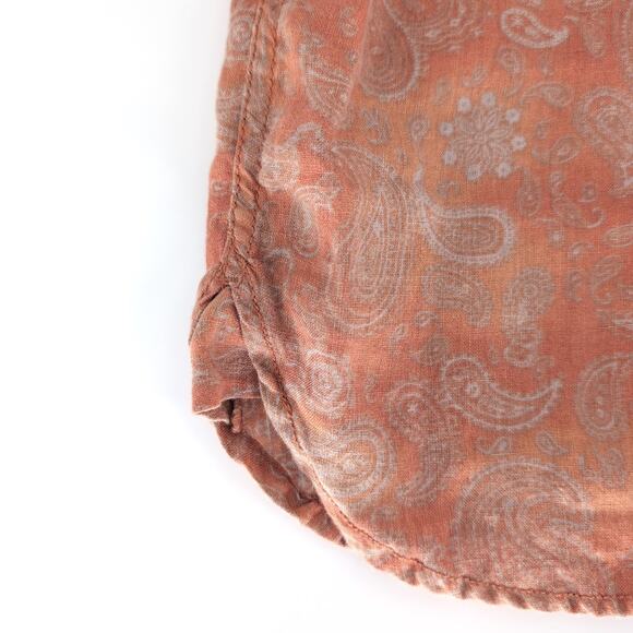 Black Brown 1826 Mens Orange Paisley Button Down Short Sleeve Shirt -Size L -GUC - Picture 5 of 12